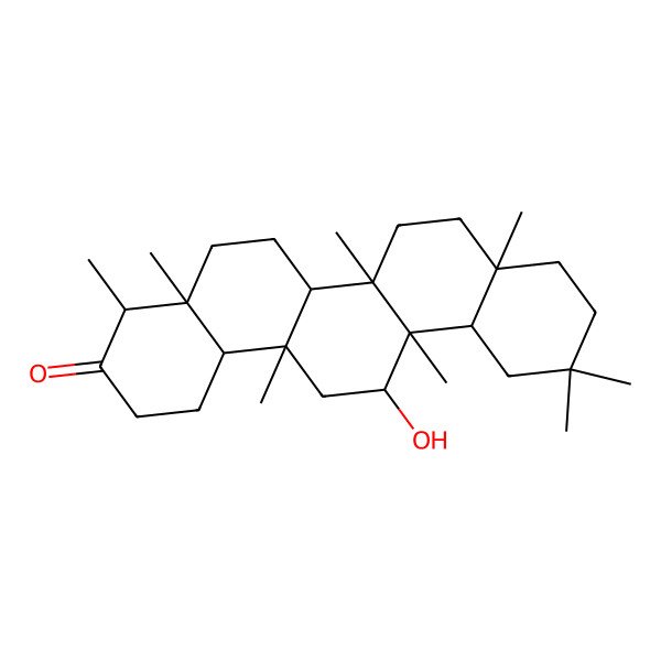 2D Structure of (4R,4aS,6aS,6aS,6bR,8aR,12aR,13S,14aS,14bS)-13-hydroxy-4,4a,6a,6b,8a,11,11,14a-octamethyl-2,4,5,6,6a,7,8,9,10,12,12a,13,14,14b-tetradecahydro-1H-picen-3-one