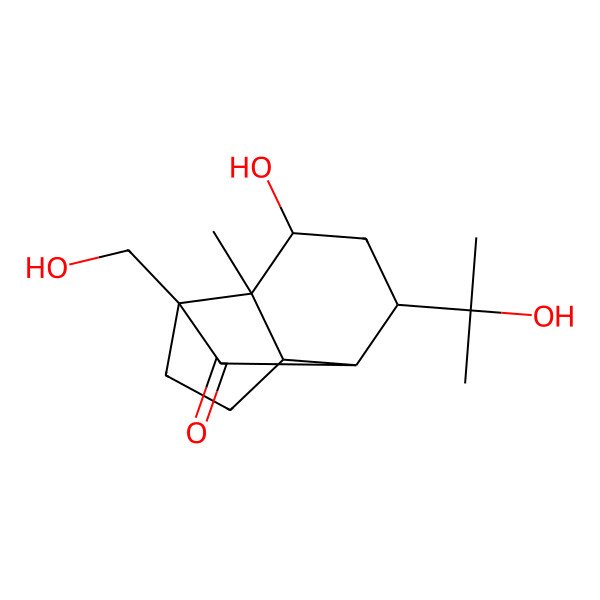 2D Structure of (1S,2R,3R,5R,8S)-3-hydroxy-8-(hydroxymethyl)-5-(2-hydroxypropan-2-yl)-2-methyltricyclo[4.4.0.02,8]decan-7-one