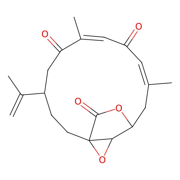 2D Structure of (1S,4R,7Z,10Z,13S,14S)-7,11-dimethyl-4-prop-1-en-2-yl-15,17-dioxatricyclo[11.2.2.01,14]heptadeca-7,10-diene-6,9,16-trione