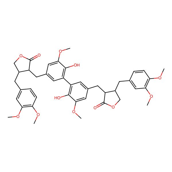 2D Structure of 4-[(3,4-Dimethoxyphenyl)methyl]-3-[[3-[5-[[4-[(3,4-dimethoxyphenyl)methyl]-2-oxooxolan-3-yl]methyl]-2-hydroxy-3-methoxyphenyl]-4-hydroxy-5-methoxyphenyl]methyl]oxolan-2-one