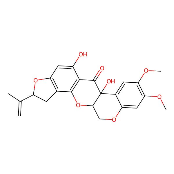 2D Structure of (1R,6R,13R)-10,13-dihydroxy-16,17-dimethoxy-6-prop-1-en-2-yl-2,7,20-trioxapentacyclo[11.8.0.03,11.04,8.014,19]henicosa-3(11),4(8),9,14,16,18-hexaen-12-one