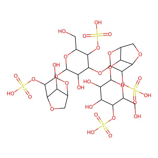 2D Structure of [(2R,3R,4R,5R,6S)-4,5-dihydroxy-6-[[(1R,3R,4R,5S,8S)-3-[(2R,3S,4R,5R,6S)-5-hydroxy-2-(hydroxymethyl)-6-[[(1R,3S,4R,5S,8S)-3-hydroxy-4-sulfooxy-2,6-dioxabicyclo[3.2.1]octan-8-yl]oxy]-3-sulfooxyoxan-4-yl]oxy-4-sulfooxy-2,6-dioxabicyclo[3.2.1]octan-8-yl]oxy]-2-(hydroxymethyl)oxan-3-yl] hydrogen sulfate