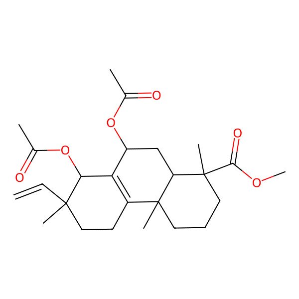 2D Structure of methyl (1R,4aS,7R,8S,9R,10aR)-8,9-diacetyloxy-7-ethenyl-1,4a,7-trimethyl-3,4,5,6,8,9,10,10a-octahydro-2H-phenanthrene-1-carboxylate