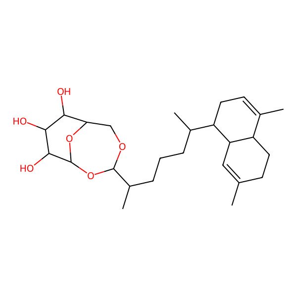 2D Structure of 3-[6-(4,7-Dimethyl-1,2,4a,5,6,8a-hexahydronaphthalen-1-yl)heptan-2-yl]-2,4,10-trioxabicyclo[4.3.1]decane-7,8,9-triol