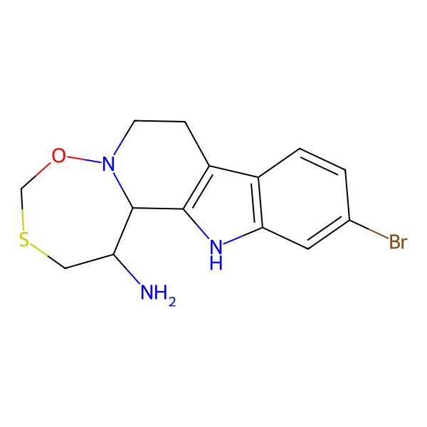 2D Structure of 15-Bromo-7-oxa-5-thia-8,18-diazatetracyclo[9.7.0.02,8.012,17]octadeca-1(11),12(17),13,15-tetraen-3-amine