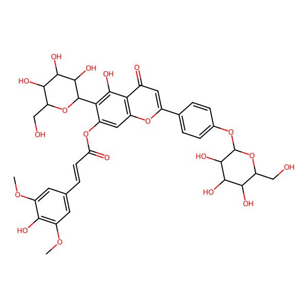 2D Structure of [5-Hydroxy-4-oxo-6-[3,4,5-trihydroxy-6-(hydroxymethyl)oxan-2-yl]-2-[4-[3,4,5-trihydroxy-6-(hydroxymethyl)oxan-2-yl]oxyphenyl]chromen-7-yl] 3-(4-hydroxy-3,5-dimethoxyphenyl)prop-2-enoate