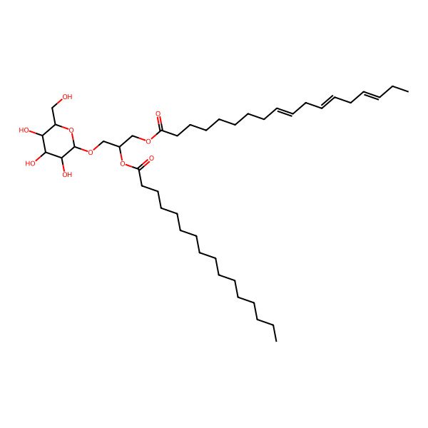 2D Structure of [(2R)-2-hexadecanoyloxy-3-[(2R,3R,4S,5R,6R)-3,4,5-trihydroxy-6-(hydroxymethyl)oxan-2-yl]oxypropyl] (9Z,12Z,15Z)-octadeca-9,12,15-trienoate