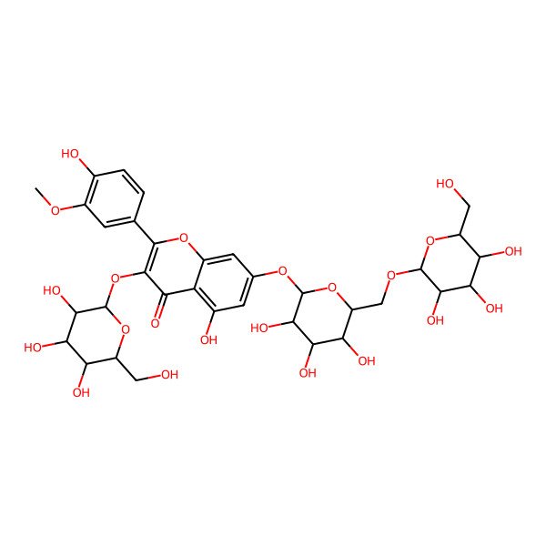 2D Structure of 5-hydroxy-2-(4-hydroxy-3-methoxyphenyl)-3-[(2R,3R,4S,5S,6R)-3,4,5-trihydroxy-6-(hydroxymethyl)oxan-2-yl]oxy-7-[(2S,3S,4S,5S,6R)-3,4,5-trihydroxy-6-[[(2R,3R,4S,5S,6R)-3,4,5-trihydroxy-6-(hydroxymethyl)oxan-2-yl]oxymethyl]oxan-2-yl]oxychromen-4-one