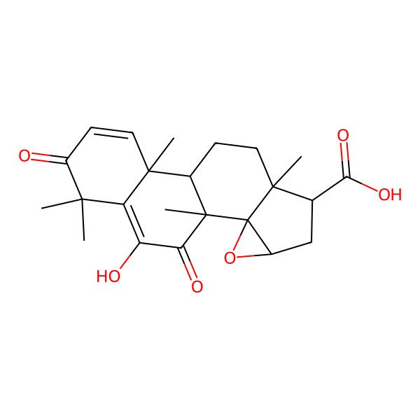 2D Structure of (1R,2R,4R,6R,7S,10R,11R)-17-hydroxy-1,7,11,15,15-pentamethyl-14,18-dioxo-3-oxapentacyclo[8.8.0.02,4.02,7.011,16]octadeca-12,16-diene-6-carboxylic acid