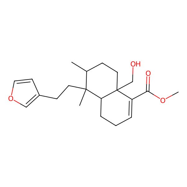 2D Structure of methyl (4aR,5S,6R,8aS)-5-[2-(furan-3-yl)ethyl]-8a-(hydroxymethyl)-5,6-dimethyl-3,4,4a,6,7,8-hexahydronaphthalene-1-carboxylate