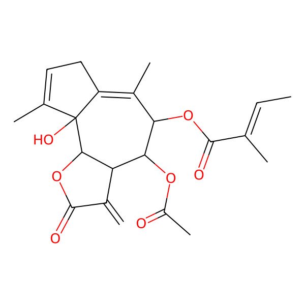 2D Structure of [(3aR,4R,5R,9aR,9bS)-4-acetyloxy-9a-hydroxy-6,9-dimethyl-3-methylidene-2-oxo-4,5,7,9b-tetrahydro-3aH-azuleno[4,5-b]furan-5-yl] (Z)-2-methylbut-2-enoate