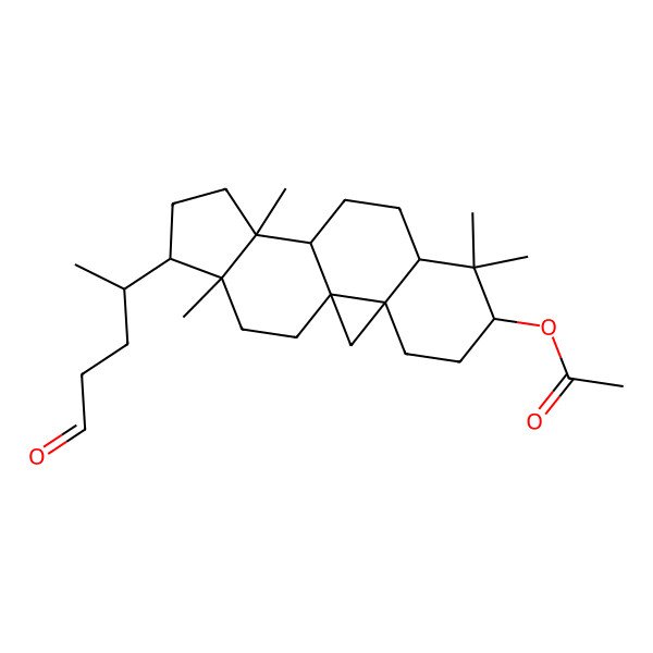 2D Structure of [(1S,3R,6S,8R,11S,12S,15R,16R)-7,7,12,16-tetramethyl-15-[(2R)-5-oxopentan-2-yl]-6-pentacyclo[9.7.0.01,3.03,8.012,16]octadecanyl] acetate