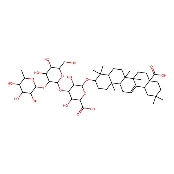 2D Structure of 6-[(8a-Carboxy-4,4,6a,6b,11,11,14b-heptamethyl-1,2,3,4a,5,6,7,8,9,10,12,12a,14,14a-tetradecahydropicen-3-yl)oxy]-4-[4,5-dihydroxy-6-(hydroxymethyl)-3-(3,4,5-trihydroxy-6-methyloxan-2-yl)oxyoxan-2-yl]oxy-3,5-dihydroxyoxane-2-carboxylic acid