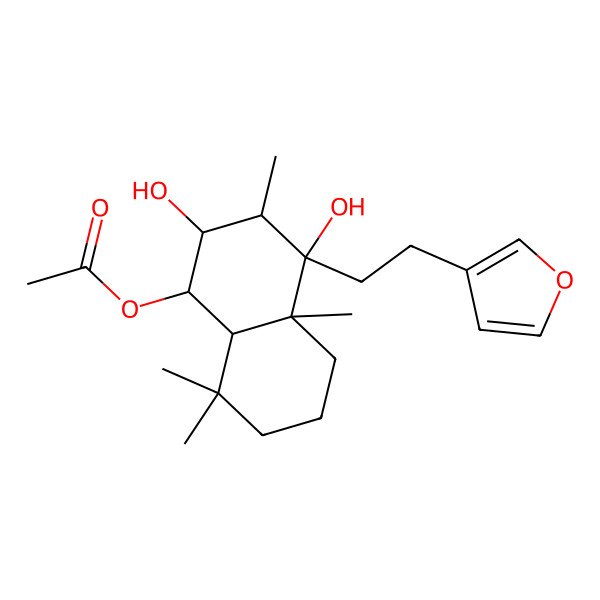 2D Structure of [(1S,2R,3R,4R,4aS,8aS)-4-[2-(furan-3-yl)ethyl]-2,4-dihydroxy-3,4a,8,8-tetramethyl-2,3,5,6,7,8a-hexahydro-1H-naphthalen-1-yl] acetate