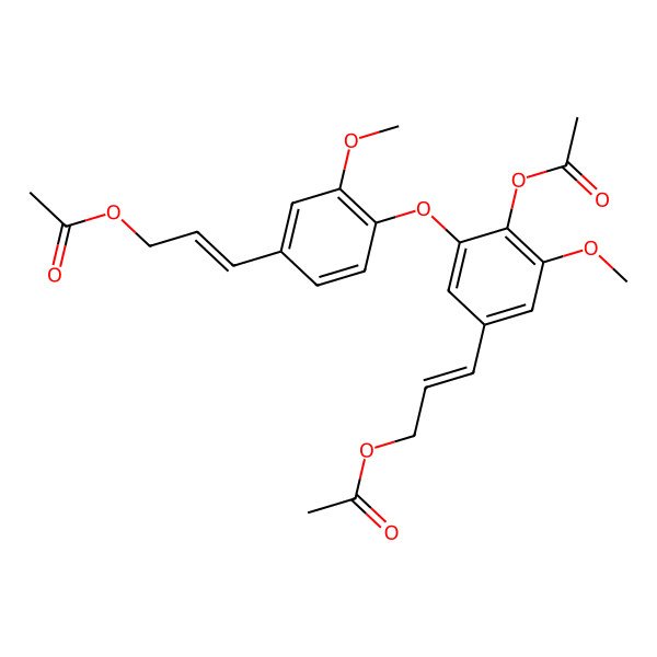 2D Structure of [(E)-3-[4-[2-acetyloxy-5-[(E)-3-acetyloxyprop-1-enyl]-3-methoxyphenoxy]-3-methoxyphenyl]prop-2-enyl] acetate