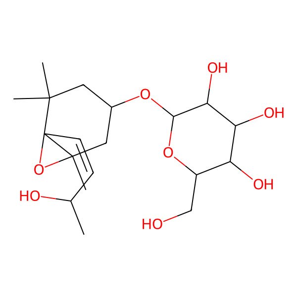 2D Structure of (2R,3R,4S,5S,6R)-2-[[(1S,3S,6R)-6-[(3R)-3-hydroxybut-1-enyl]-1,5,5-trimethyl-7-oxabicyclo[4.1.0]heptan-3-yl]oxy]-6-(hydroxymethyl)oxane-3,4,5-triol