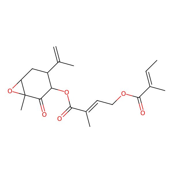 2D Structure of (1-Methyl-2-oxo-4-prop-1-en-2-yl-7-oxabicyclo[4.1.0]heptan-3-yl) 2-methyl-4-(2-methylbut-2-enoyloxy)but-2-enoate