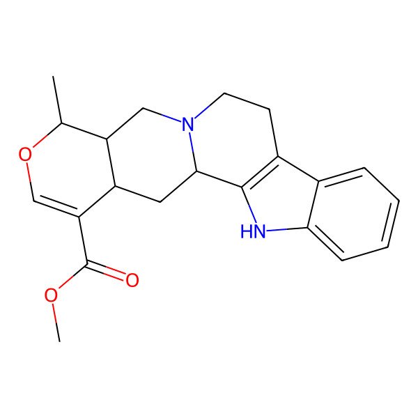 2D Structure of methyl (1R,15R,16S,20R)-16-methyl-17-oxa-3,13-diazapentacyclo[11.8.0.02,10.04,9.015,20]henicosa-2(10),4,6,8,18-pentaene-19-carboxylate