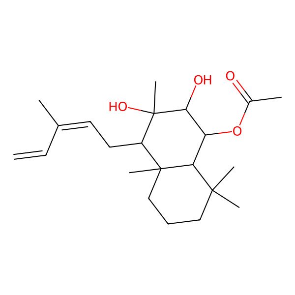 2D Structure of [(1S,2R,3R,4S,4aR,8aR)-2,3-dihydroxy-3,4a,8,8-tetramethyl-4-[(2E)-3-methylpenta-2,4-dienyl]-2,4,5,6,7,8a-hexahydro-1H-naphthalen-1-yl] acetate