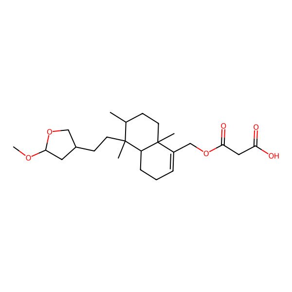 2D Structure of 3-[[(4aR,5S,6R,8aR)-5-[2-[(3R,5R)-5-methoxyoxolan-3-yl]ethyl]-5,6,8a-trimethyl-3,4,4a,6,7,8-hexahydronaphthalen-1-yl]methoxy]-3-oxopropanoic acid