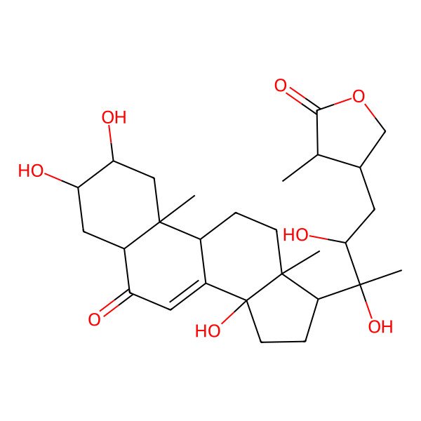 2D Structure of (3S,4S)-4-[(2R,3R)-2,3-dihydroxy-3-[(2S,3S,5R,9R,10R,13R,14S,17S)-2,3,14-trihydroxy-10,13-dimethyl-6-oxo-2,3,4,5,9,11,12,15,16,17-decahydro-1H-cyclopenta[a]phenanthren-17-yl]butyl]-3-methyloxolan-2-one