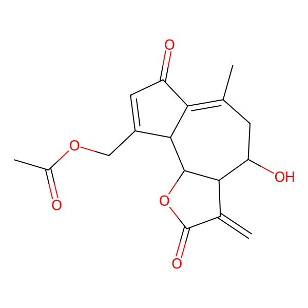 2D Structure of [(3aR,4S,9aS,9bR)-4-hydroxy-6-methyl-3-methylidene-2,7-dioxo-4,5,9a,9b-tetrahydro-3aH-azuleno[8,7-b]furan-9-yl]methyl acetate