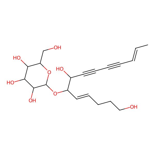2D Structure of (2S,3S,4R,5R,6S)-2-[(4E,6S,7S,12E)-1,7-dihydroxytetradeca-4,12-dien-8,10-diyn-6-yl]oxy-6-(hydroxymethyl)oxane-3,4,5-triol