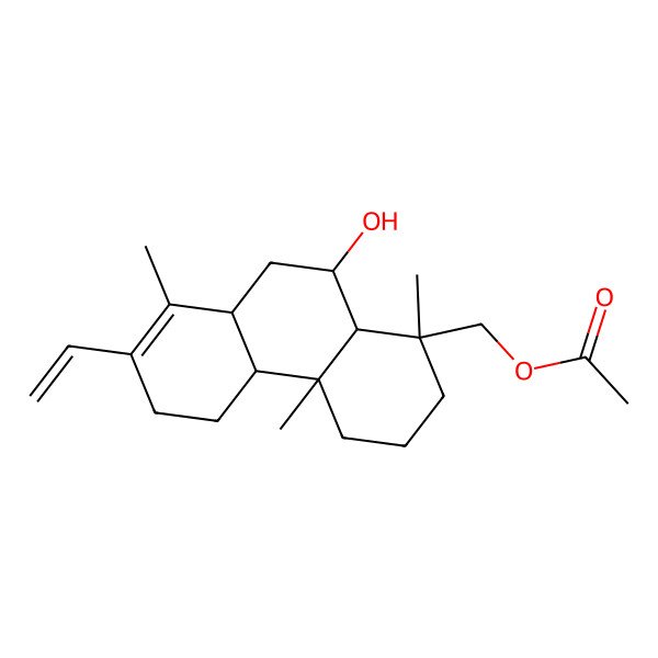 2D Structure of (7-Ethenyl-10-hydroxy-1,4a,8-trimethyl-2,3,4,4b,5,6,8a,9,10,10a-decahydrophenanthren-1-yl)methyl acetate 2D Structure of (7-Ethenyl-10-hydroxy-1,4a,8-trimethyl-2,3,4,4b,5,6,8a,9,10,10a-decahydrophenanthren-1-yl)methyl acetate