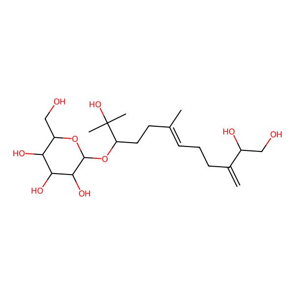 2D Structure of 2-(Hydroxymethyl)-6-(2,11,12-trihydroxy-2,6-dimethyl-10-methylidenedodec-6-en-3-yl)oxyoxane-3,4,5-triol