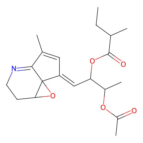2D Structure of [(1Z,2S,3R)-3-acetyloxy-1-[(1S,3R)-8-methyl-2-oxa-6-azatricyclo[5.3.0.01,3]deca-6,8-dien-10-ylidene]butan-2-yl] (2S)-2-methylbutanoate