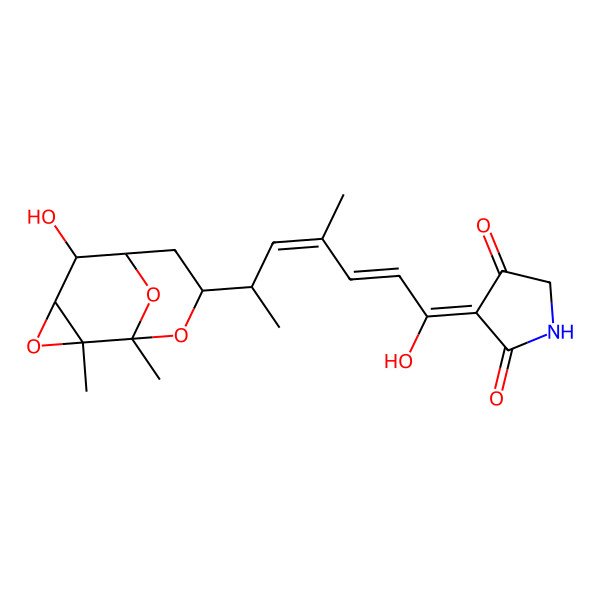 2D Structure of 3-[1-Hydroxy-6-(5-hydroxy-1,2-dimethyl-3,9,10-trioxatricyclo[4.3.1.02,4]decan-8-yl)-4-methylhepta-2,4-dienylidene]pyrrolidine-2,4-dione