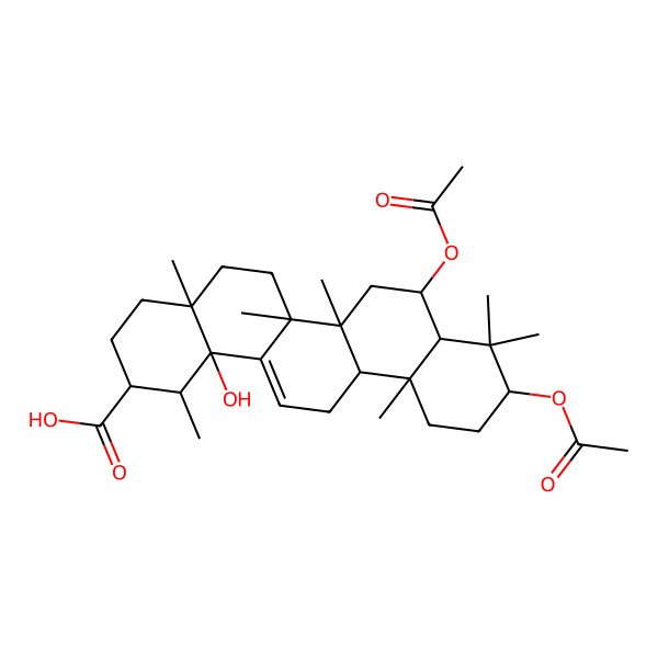 2D Structure of (1S,2R,4aR,6aR,6aS,6bR,8R,8aR,10S,12aR,14bS)-8,10-diacetyloxy-14b-hydroxy-1,4a,6a,6b,9,9,12a-heptamethyl-1,2,3,4,5,6,6a,7,8,8a,10,11,12,13-tetradecahydropicene-2-carboxylic acid 2D Structure of (1S,2R,4aR,6aR,6aS,6bR,8R,8aR,10S,12aR,14bS)-8,10-diacetyloxy-14b-hydroxy-1,4a,6a,6b,9,9,12a-heptamethyl-1,2,3,4,5,6,6a,7,8,8a,10,11,12,13-tetradecahydropicene-2-carboxylic acid