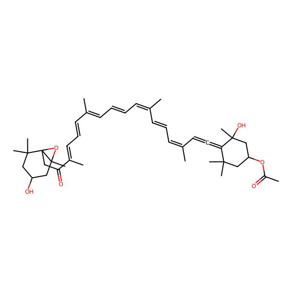 2D Structure of 3,5'-Dihydroxy-8-oxo-6',7'-didehydro-5,5',6,6',7,8-hexahydro-5,6-epoxy-beta,beta-caroten-3'-yl acetate
