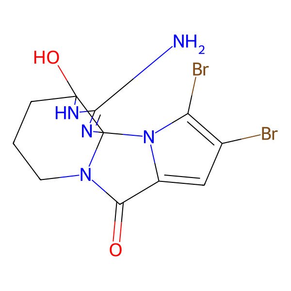 2D Structure of 3-Amino-13,14-dibromo-5-hydroxy-2,4,9,15-tetrazatetracyclo[7.6.0.01,5.011,15]pentadeca-2,11,13-trien-10-one
