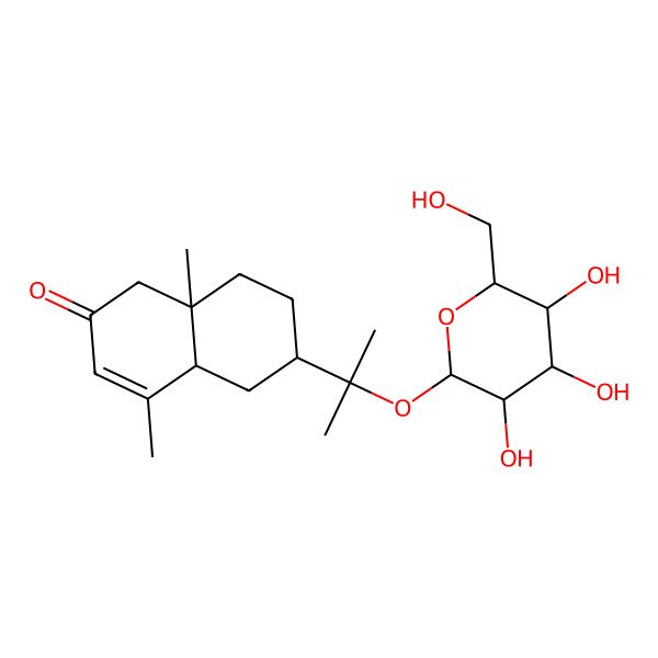 2D Structure of 4,8a-Dimethyl-6-[2-[3,4,5-trihydroxy-6-(hydroxymethyl)oxan-2-yl]oxypropan-2-yl]-1,4a,5,6,7,8-hexahydronaphthalen-2-one