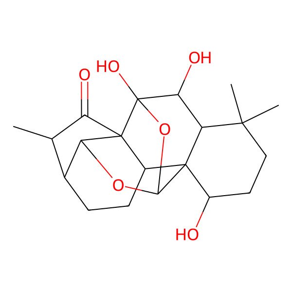 2D Structure of (1R,2S,5S,6S,8R,9S,11S,13S,14S,15R,19S)-13,14,19-trihydroxy-6,16,16-trimethyl-10,12-dioxahexacyclo[9.8.0.01,15.02,8.05,9.08,13]nonadecan-7-one