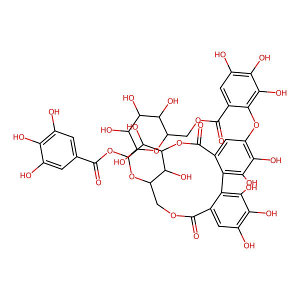 2D Structure of (3,4,5,6-Tetrahydroxyoxan-2-yl)methyl 2-[[7,8,11,12,13,22,23-heptahydroxy-3,16-dioxo-21-(3,4,5-trihydroxybenzoyl)oxy-2,17,20-trioxatetracyclo[17.3.1.04,9.010,15]tricosa-4,6,8,10,12,14-hexaen-6-yl]oxy]-3,4,5-trihydroxybenzoate