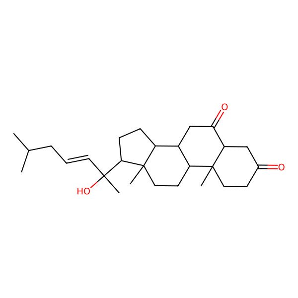 2D Structure of 17-(2-hydroxy-6-methylhept-3-en-2-yl)-10,13-dimethyl-2,4,5,7,8,9,11,12,14,15,16,17-dodecahydro-1H-cyclopenta[a]phenanthrene-3,6-dione