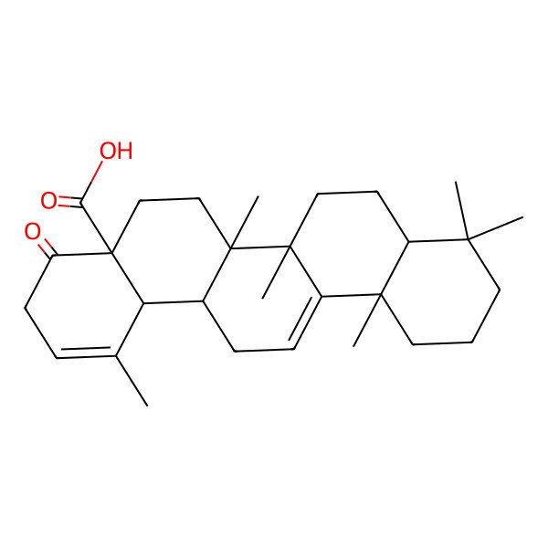2D Structure of (4aS,6aR,6bS,8aS,12aS,14aR,14bR)-1,6a,6b,9,9,12a-hexamethyl-4-oxo-3,5,6,7,8,8a,10,11,12,14,14a,14b-dodecahydropicene-4a-carboxylic acid