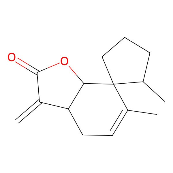 2D Structure of (2'S,3aR,7R,7aS)-2',6-dimethyl-3-methylidenespiro[4,7a-dihydro-3aH-1-benzofuran-7,1'-cyclopentane]-2-one