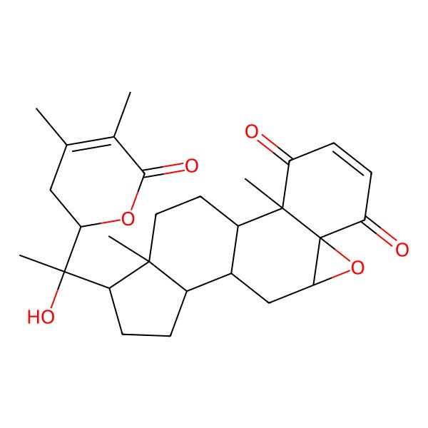 2D Structure of (1R,2R,7S,9R,11S,12R,15S,16S)-15-[(1R)-1-[(2R)-4,5-dimethyl-6-oxo-2,3-dihydropyran-2-yl]-1-hydroxyethyl]-2,16-dimethyl-8-oxapentacyclo[9.7.0.02,7.07,9.012,16]octadec-4-ene-3,6-dione