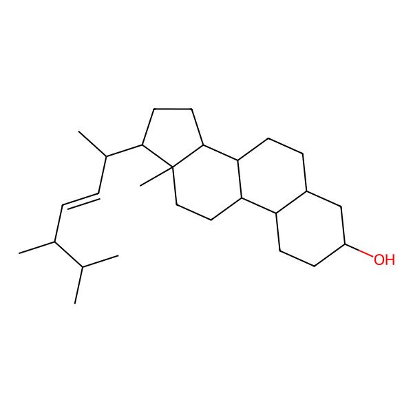 2D Structure of (3S,5S,8R,9R,10S,13R,14S,17R)-17-[(E,2R,5S)-5,6-dimethylhept-3-en-2-yl]-13-methyl-1,2,3,4,5,6,7,8,9,10,11,12,14,15,16,17-hexadecahydrocyclopenta[a]phenanthren-3-ol