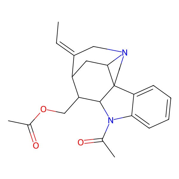 2D Structure of (8-Acetyl-12-ethylidene-8,14-diazapentacyclo[9.5.2.01,9.02,7.014,17]octadeca-2,4,6-trien-10-yl)methyl acetate