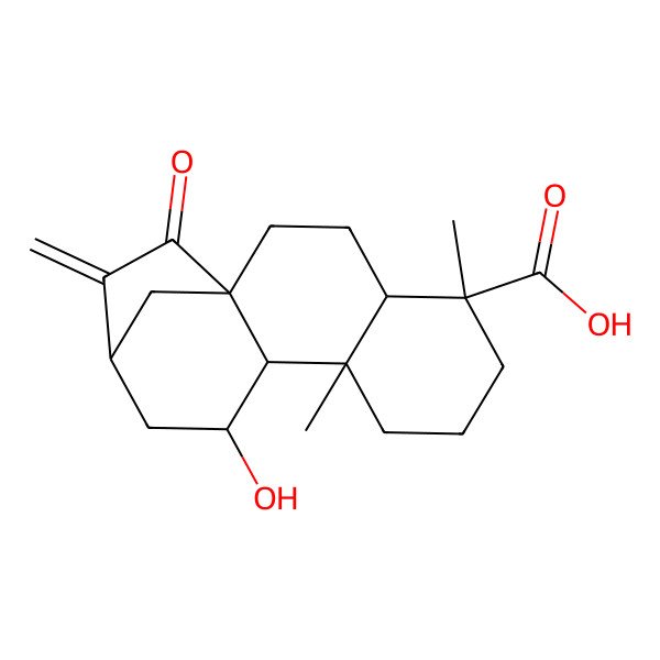 2D Structure of (1R,4R,5R,9R,10S,11S,13S)-11-hydroxy-5,9-dimethyl-14-methylidene-15-oxotetracyclo[11.2.1.01,10.04,9]hexadecane-5-carboxylic acid