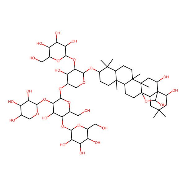 2D Structure of (1S,2R,4S,5R,8R,10S,13R,14R,17S,18R,22S,23S)-10-[(2S,3R,4S,5S)-4-hydroxy-5-[(2R,3R,4S,5S,6R)-4-hydroxy-6-(hydroxymethyl)-5-[(2S,3R,4S,5S,6R)-3,4,5-trihydroxy-6-(hydroxymethyl)oxan-2-yl]oxy-3-[(2S,3R,4S,5R)-3,4,5-trihydroxyoxan-2-yl]oxyoxan-2-yl]oxy-3-[(2S,3R,4S,5S,6R)-3,4,5-trihydroxy-6-(hydroxymethyl)oxan-2-yl]oxyoxan-2-yl]oxy-4,5,9,9,13,20,20-heptamethyl-24-oxahexacyclo[15.5.2.01,18.04,17.05,14.08,13]tetracosane-2,22,23-triol
