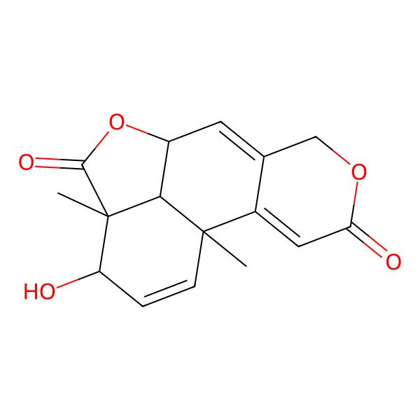 2D Structure of (1S,9R,12R,13S,16R)-13-hydroxy-1,12-dimethyl-5,10-dioxatetracyclo[7.6.1.02,7.012,16]hexadeca-2,7,14-triene-4,11-dione