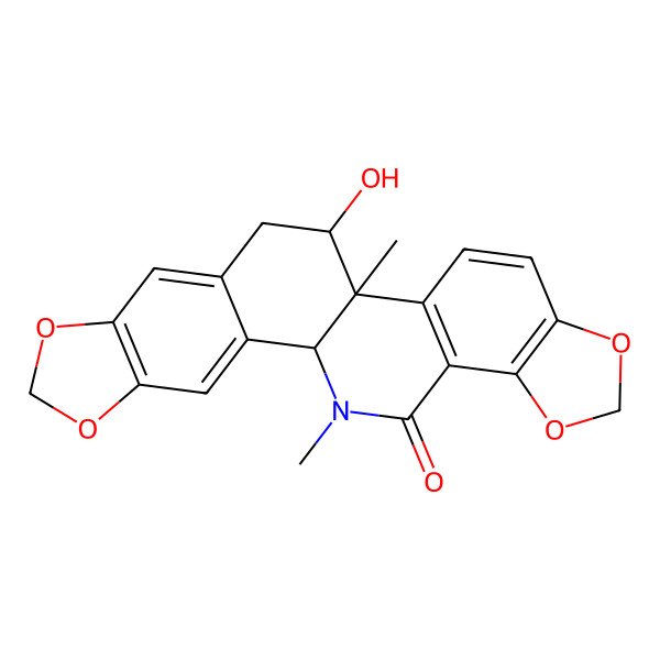 2D Structure of 12-Hydroxy-13,24-dimethyl-5,7,18,20-tetraoxa-24-azahexacyclo[11.11.0.02,10.04,8.014,22.017,21]tetracosa-2,4(8),9,14(22),15,17(21)-hexaen-23-one
