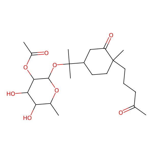 2D Structure of [4,5-Dihydroxy-6-methyl-2-[2-[4-methyl-3-oxo-4-(4-oxopentyl)cyclohexyl]propan-2-yloxy]oxan-3-yl] acetate