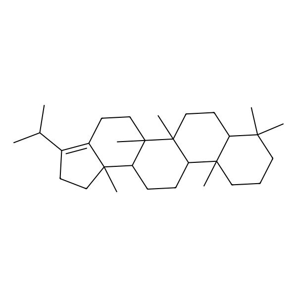 2D Structure of (5aR,5bR,7aS,11aS,11bS,13aS,13bR)-5a,5b,8,8,11a,13b-hexamethyl-3-propan-2-yl-1,2,4,5,6,7,7a,9,10,11,11b,12,13,13a-tetradecahydrocyclopenta[a]chrysene