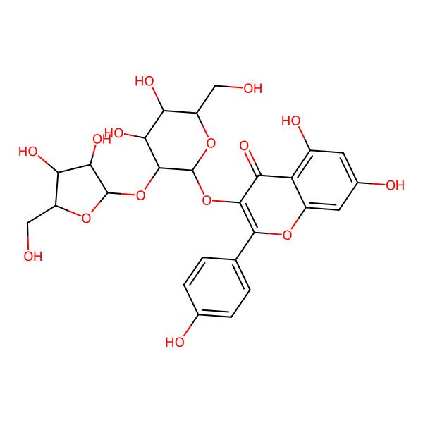 2D Structure of 3-[(2S,3R,4S,5S,6R)-3-[(2S,3R,4R,5R)-3,4-dihydroxy-5-(hydroxymethyl)oxolan-2-yl]oxy-4,5-dihydroxy-6-(hydroxymethyl)oxan-2-yl]oxy-5,7-dihydroxy-2-(4-hydroxyphenyl)chromen-4-one